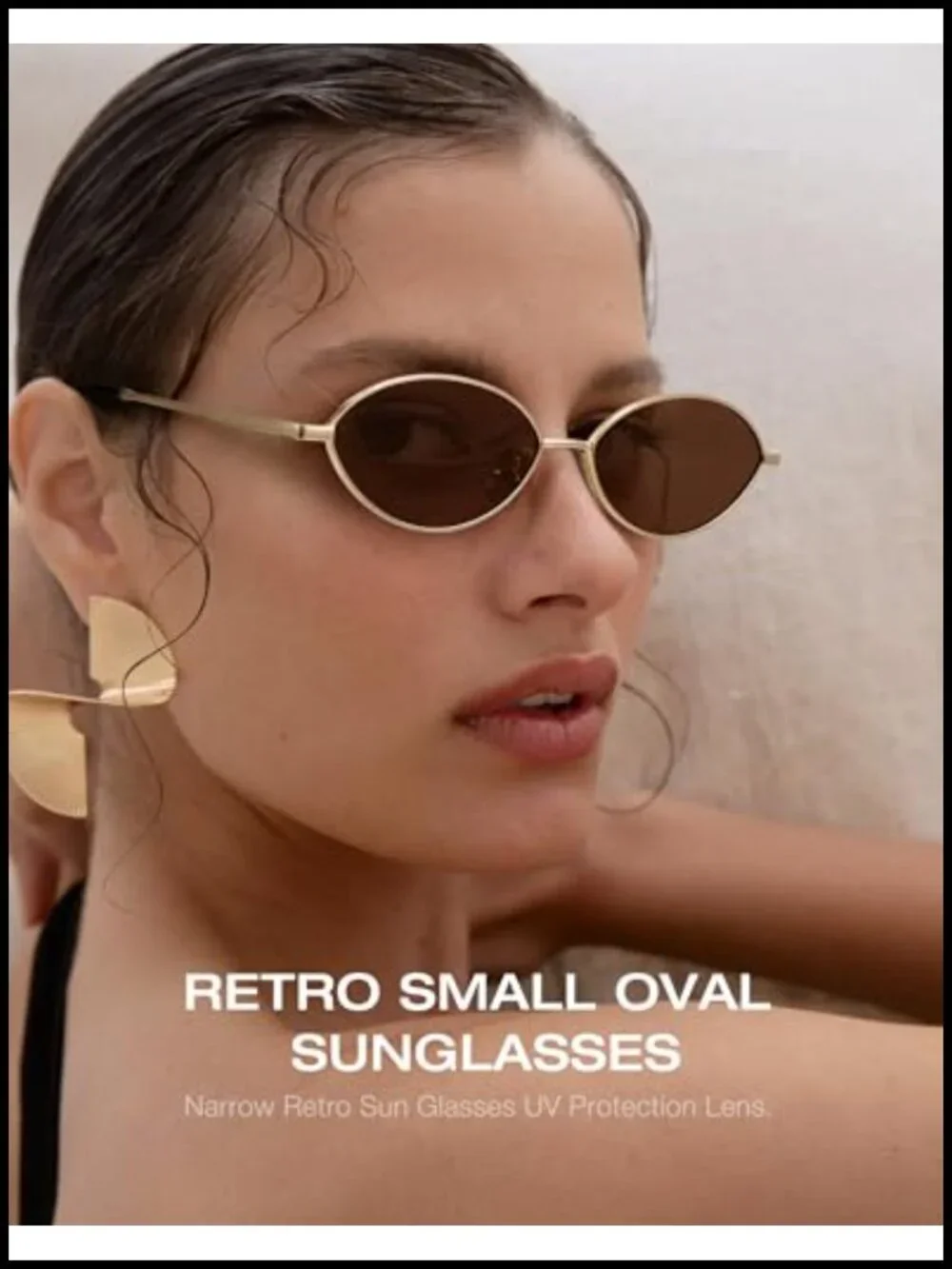 Polarized UV Protection Oval Sunglasses Metal Frame Vintage Small